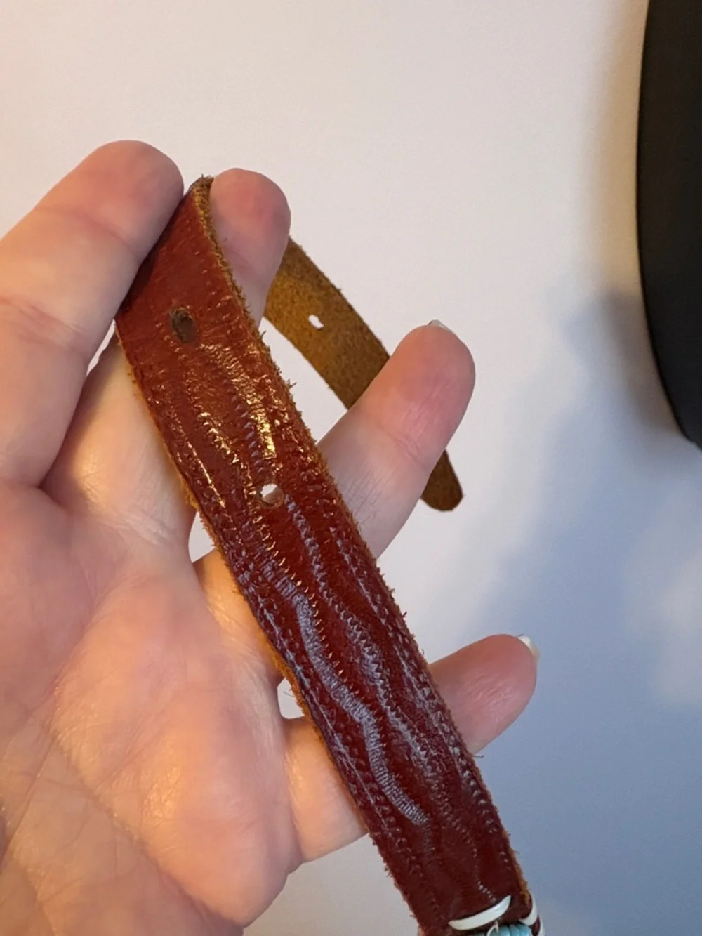 Leather Genuine Cowhide Brown Western Southwestern Beaded Native American Belt